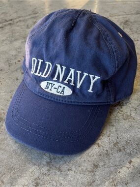 Old Navy Vintage Embroidered Navy Blue Kids Stretch Back Dad Hat Cap Boys Large